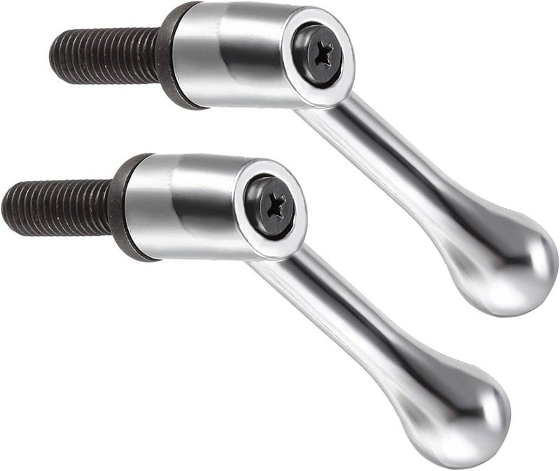 CoCud Clamping Lever Handles, M10 x 25mm Male Thread, Adjustable Quick Release Locking Rotating Bolt Knobs Silver Tone - (Applications: for Lathe Machinery), 2-Pieces - Image 1